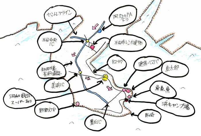 浜キャンプルート図