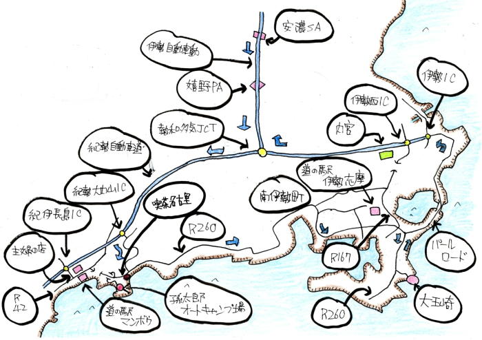 とんぼ帰り旅ルート図